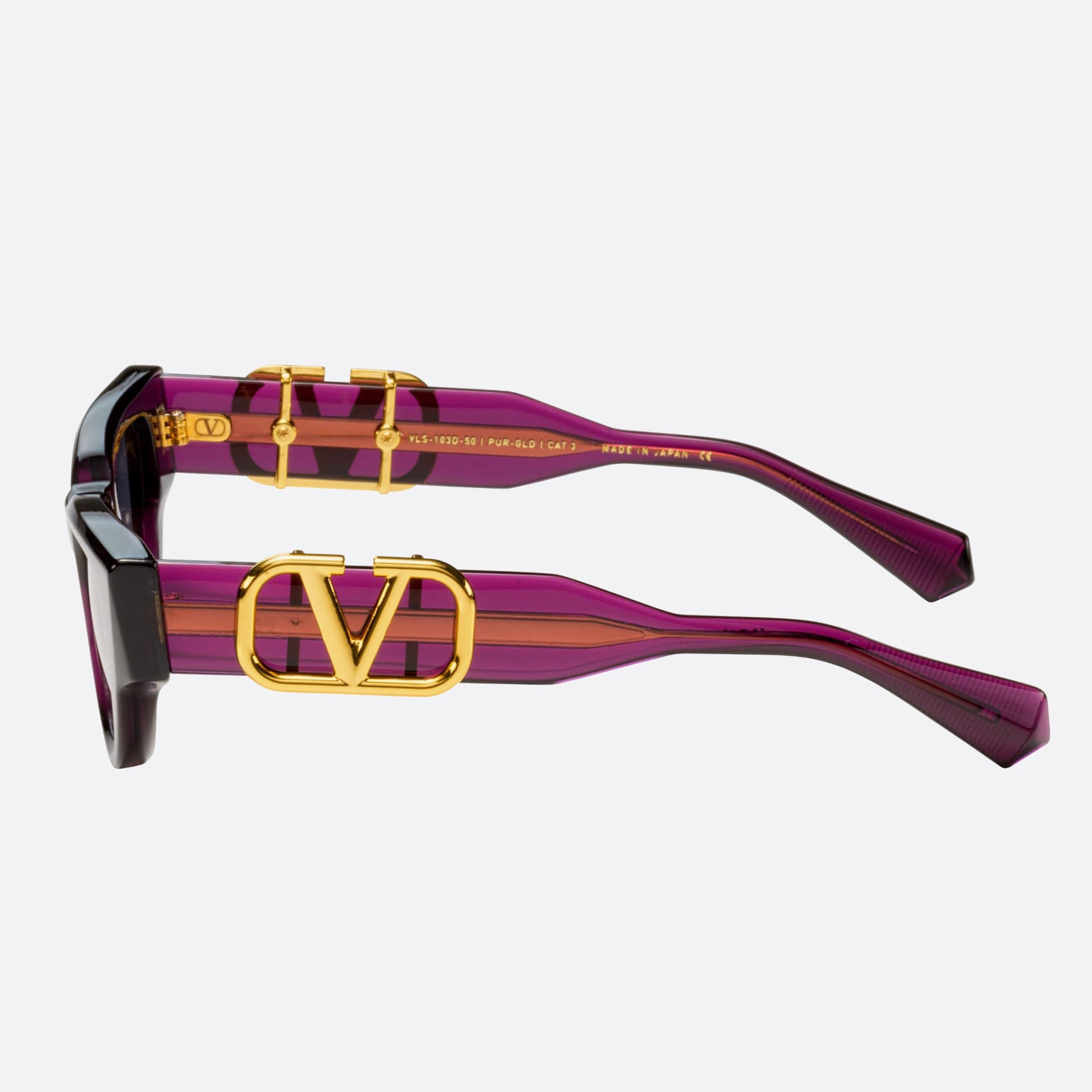 Valentino 50mm Due Pur Gld Violet Cat Eye Women Sunglasses - Detail View