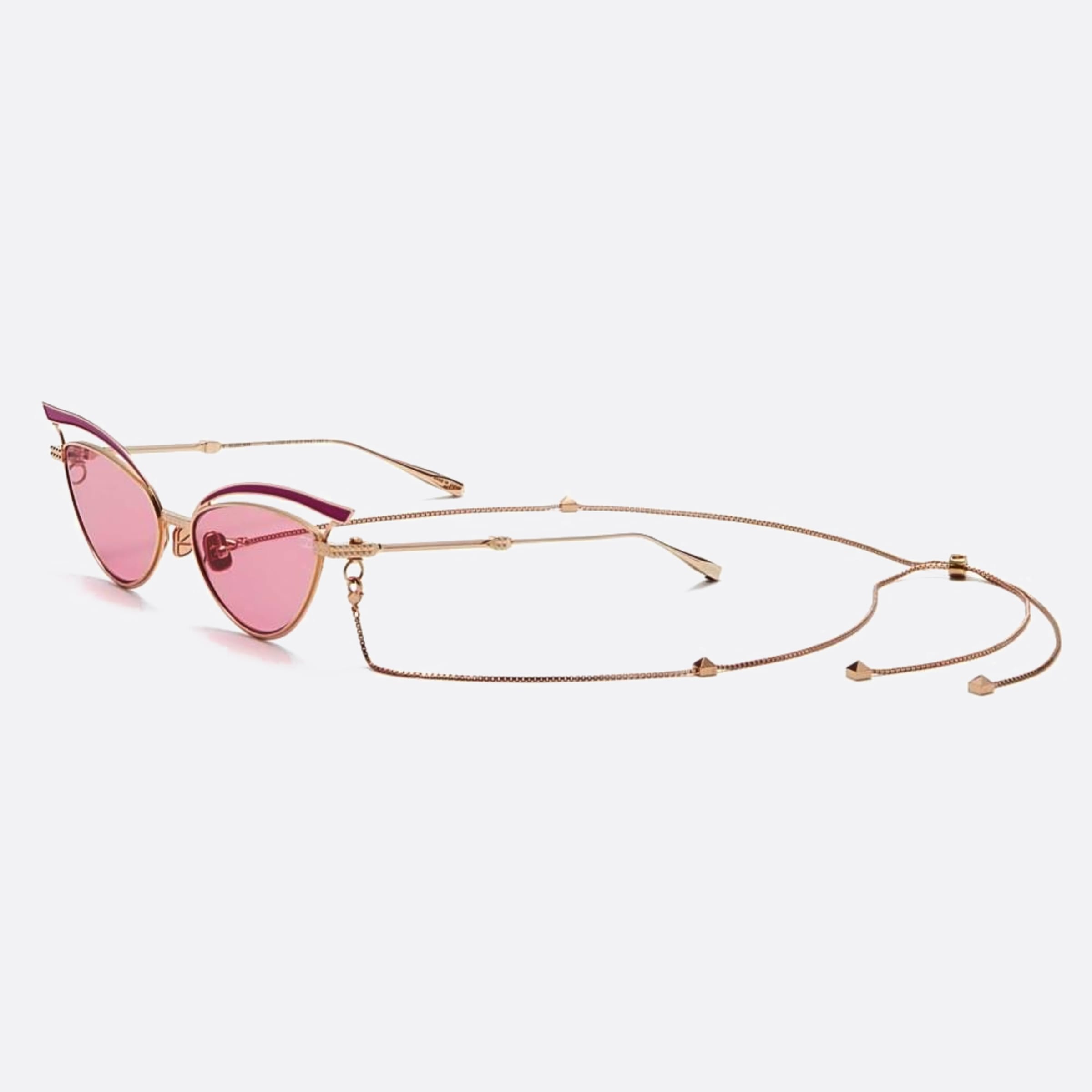 Valentino 55mm Glassliner Gld Pnk Chn Rose Gold Cat Eye Women Sunglasses - Side View