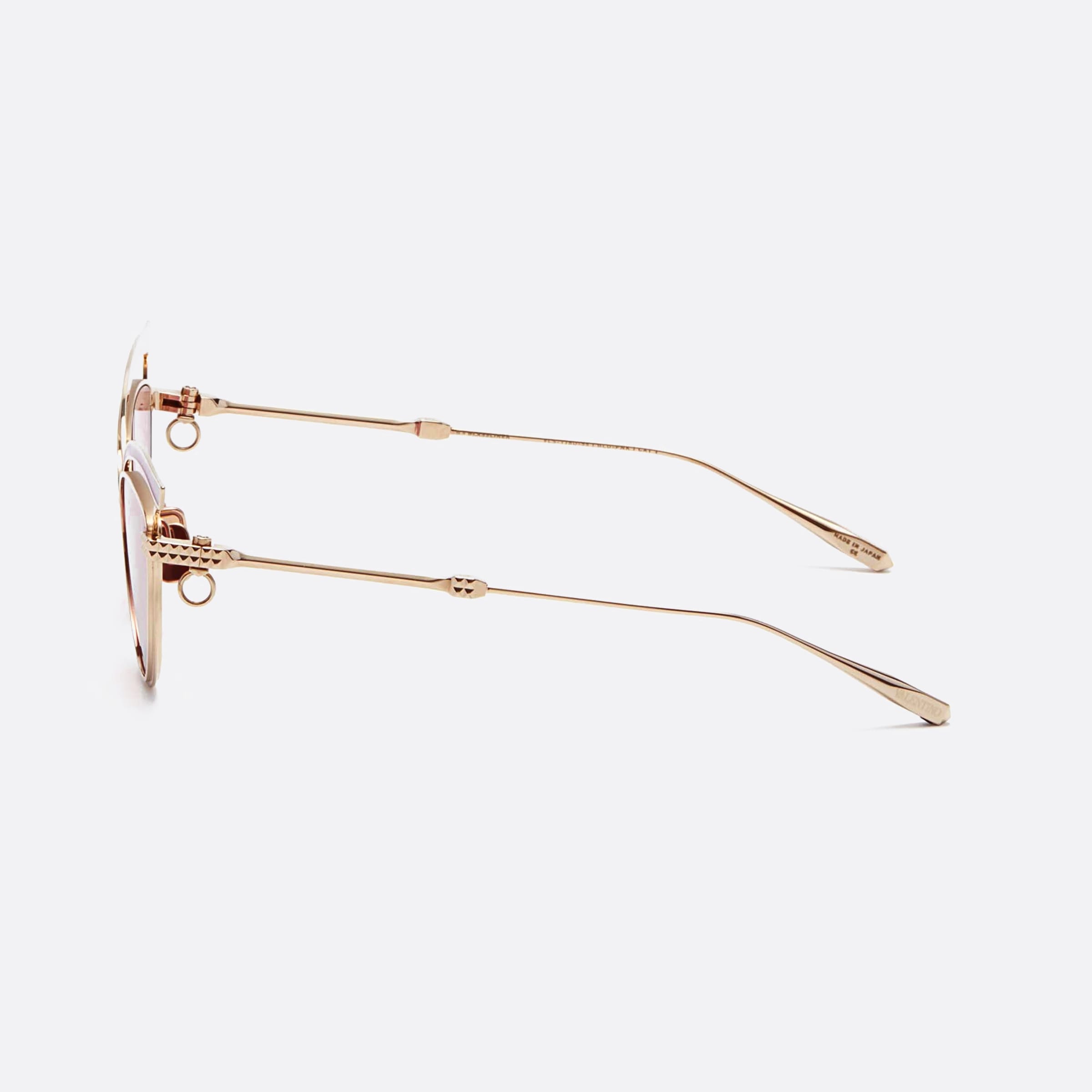 Valentino 55mm Glassliner Gld Pnk Chn Rose Gold Cat Eye Women Sunglasses - Detail View