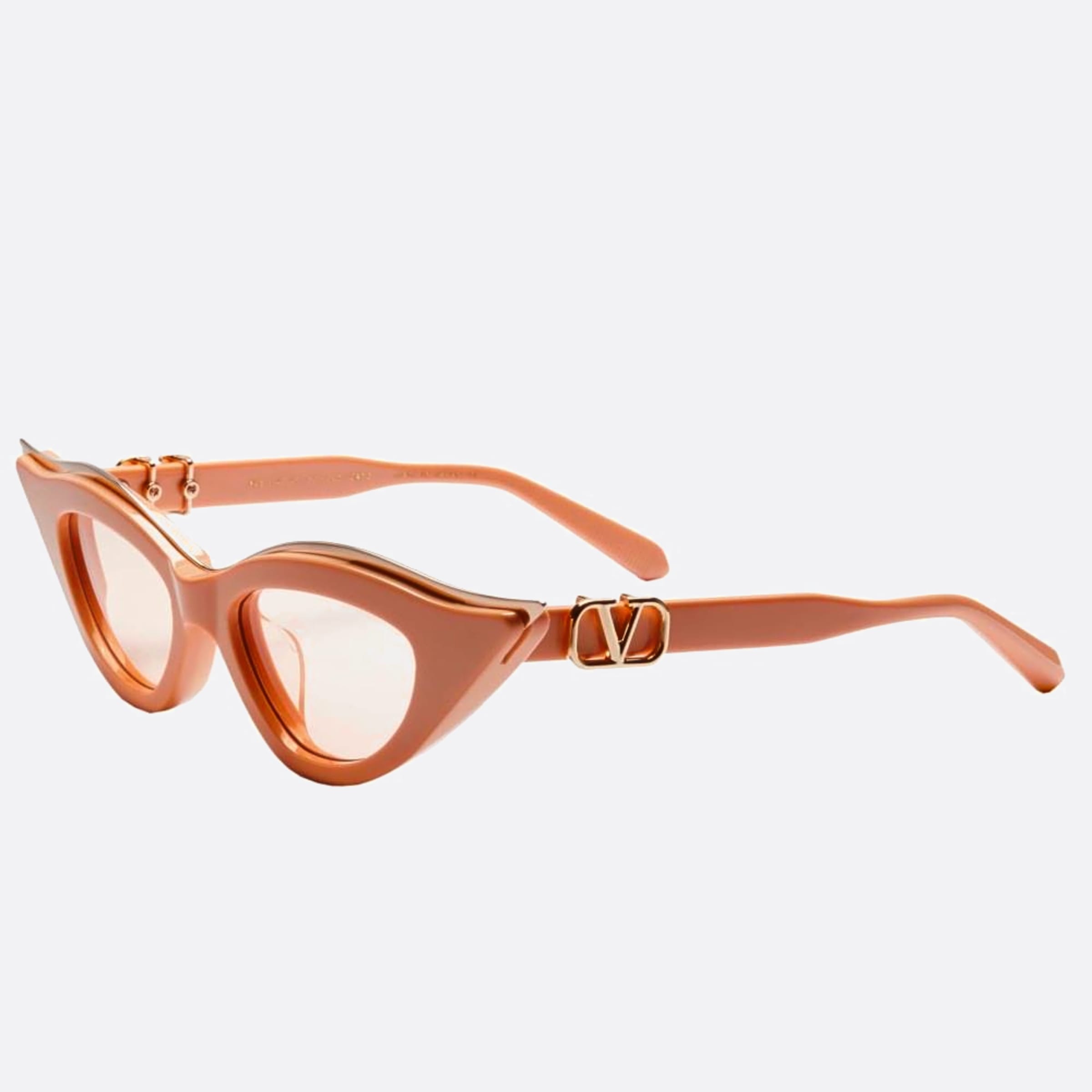 Valentino 49mm Goldcut Bge Gld Brown Cat Eye Women Sunglasses - Side View