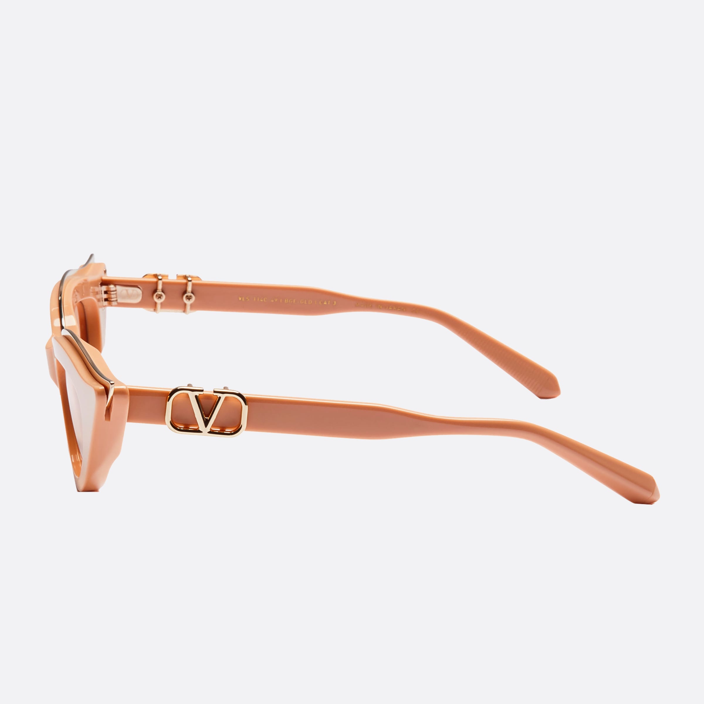 Valentino 49mm Goldcut Bge Gld Brown Cat Eye Women Sunglasses - Detail View