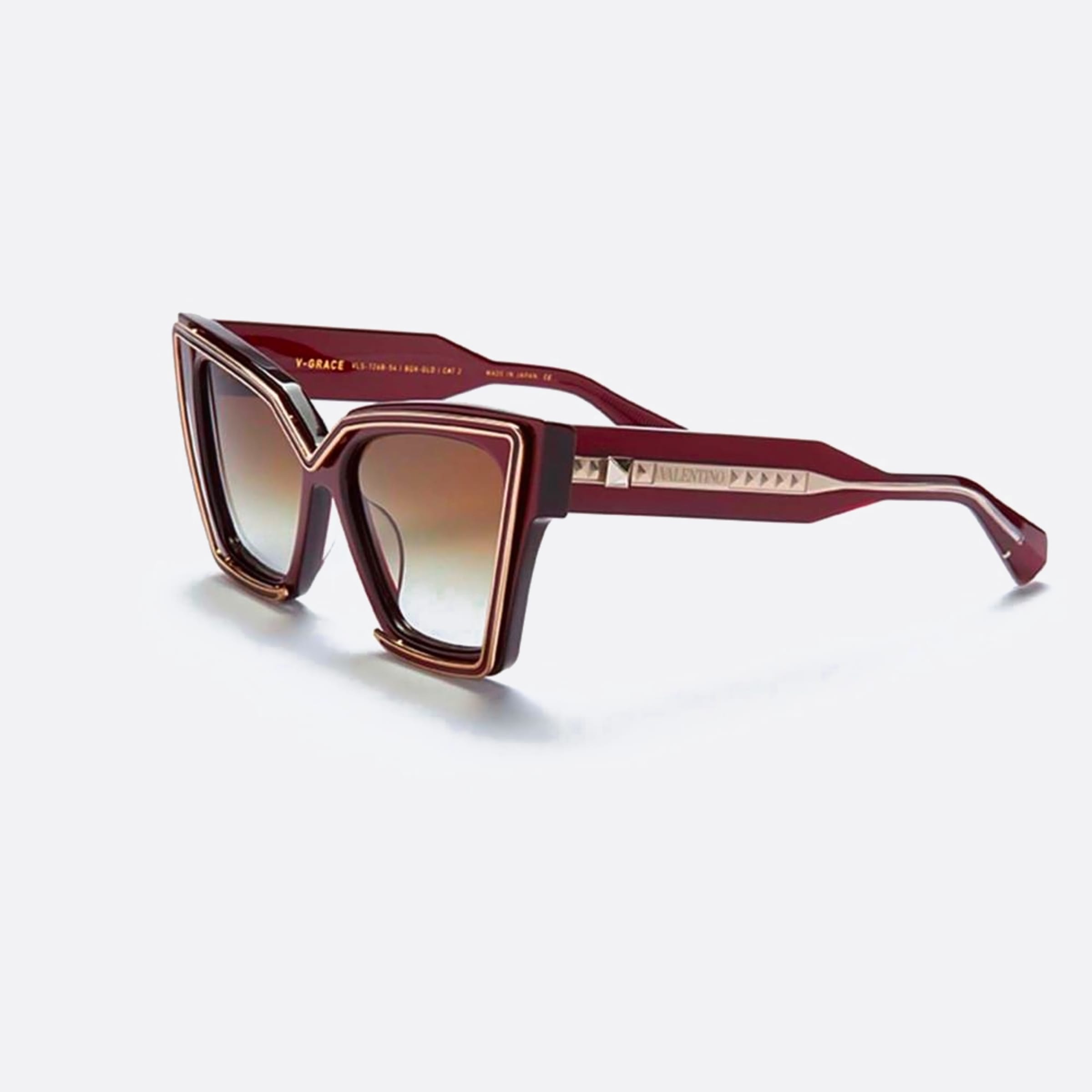 Valentino 54mm Grace Bdx Gld Red Cat Eye Women Sunglasses - Side View