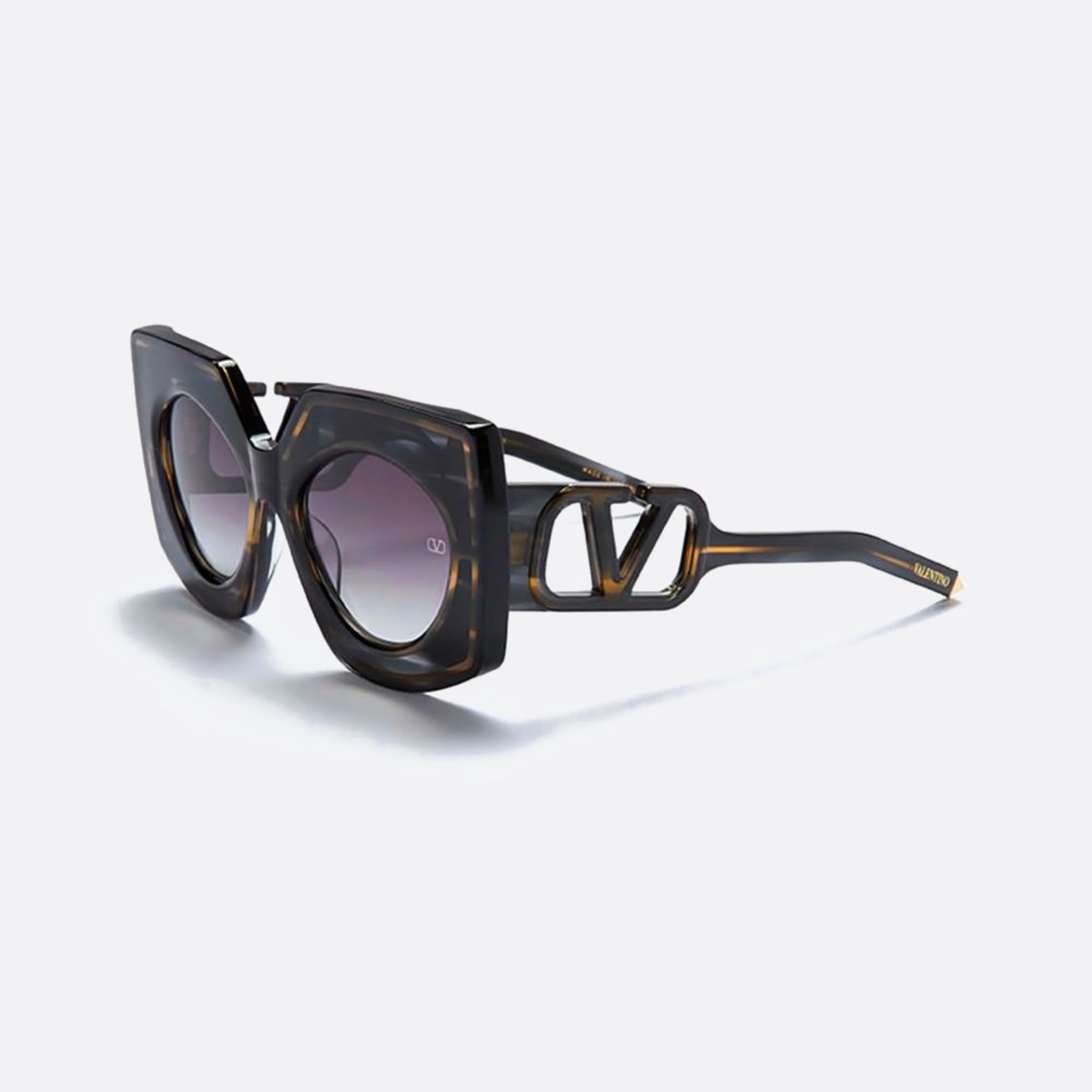Valentino 53mm Soul Blk Gld Black Geometric Women Sunglasses - Side View