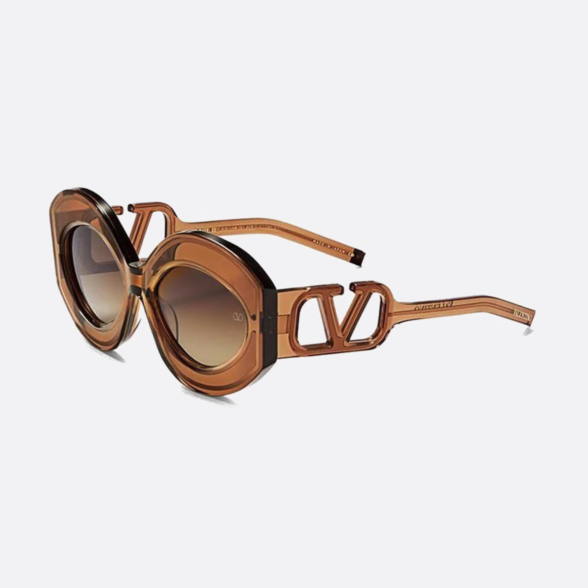 Valentino 56mm Soul Vls 128b Brn Gld Brown Oversize Women Sunglasses - Side View