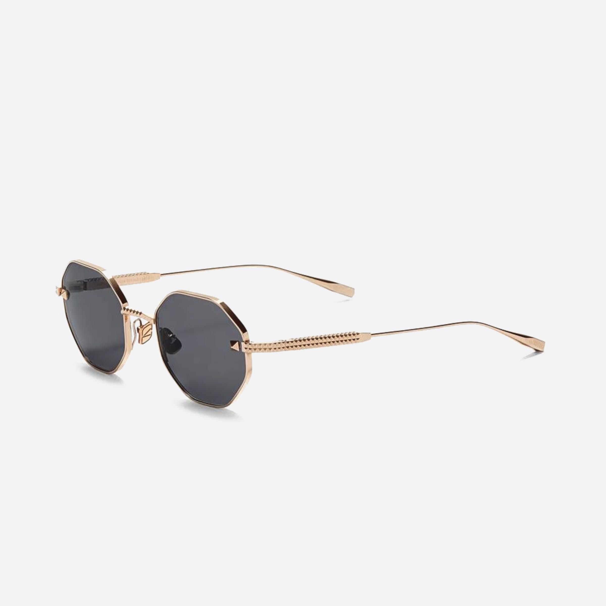 Valentino 52mm Stud Vls 122a Gld Gold Geometric Women Sunglasses - Side View
