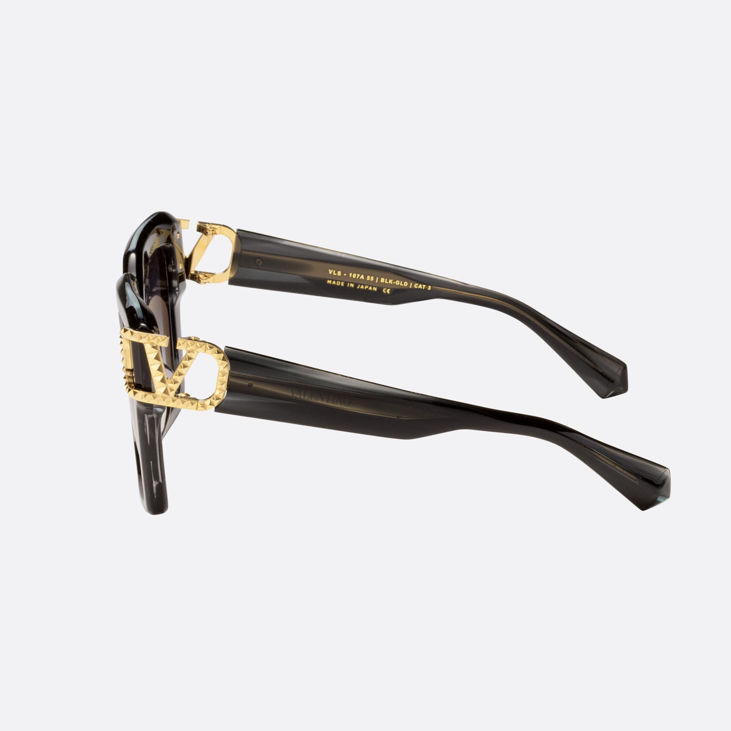 Valentino 55mm Uno Blk Gld Black Geometric Women Sunglasses - Detail View