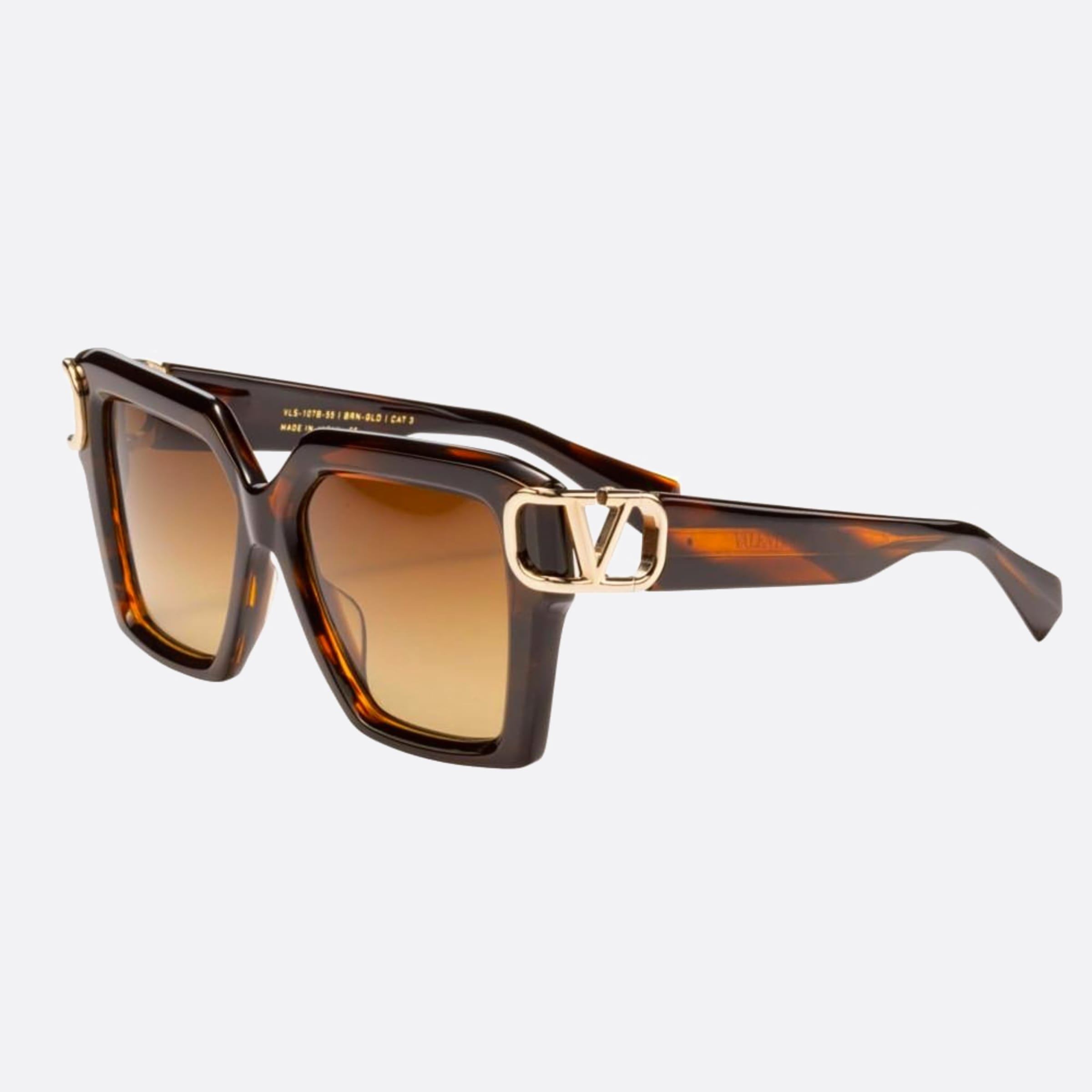Valentino 55mm Uno Brn Gld Brown Geometric Women Sunglasses - Side View