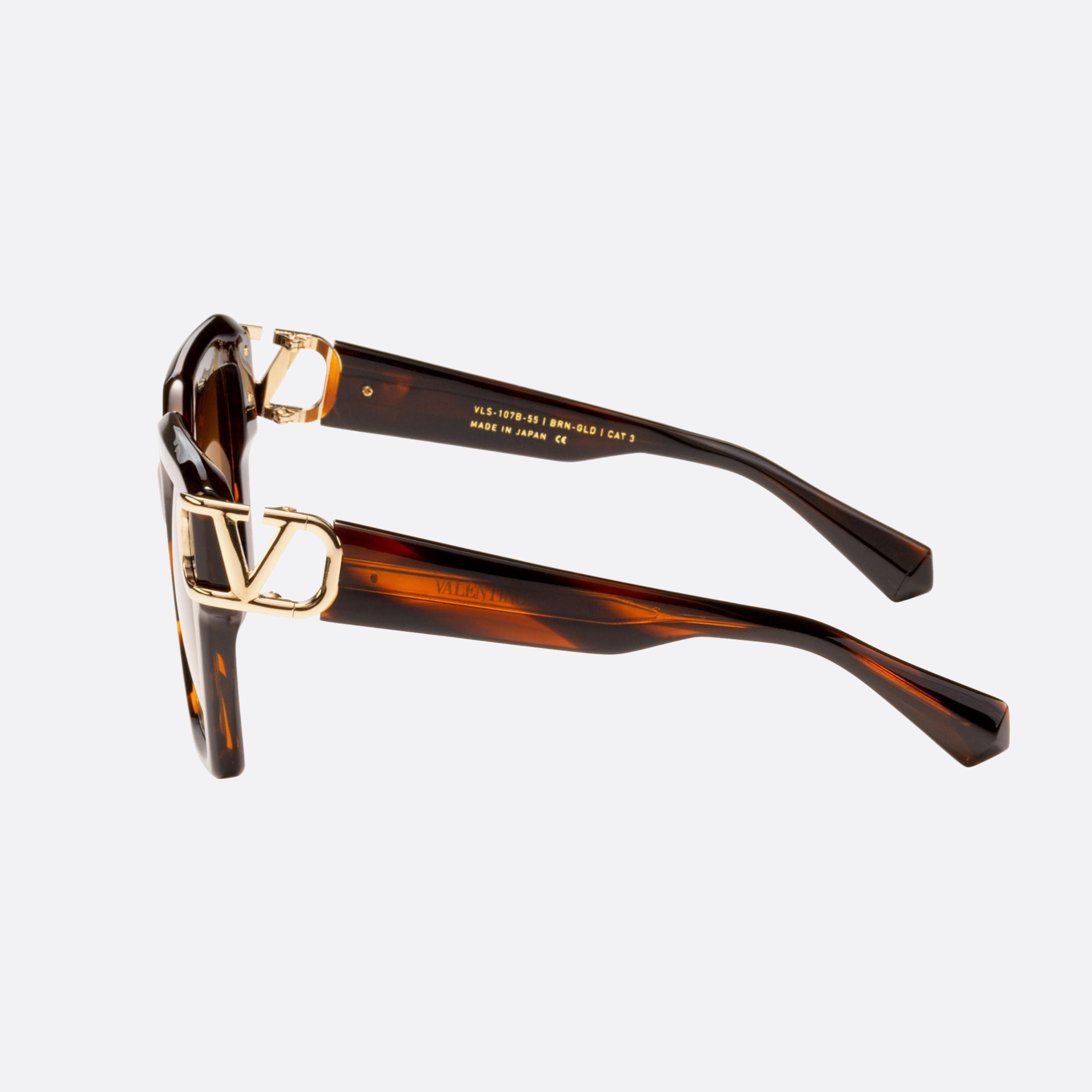 Valentino 55mm Uno Brn Gld Brown Geometric Women Sunglasses - Detail View