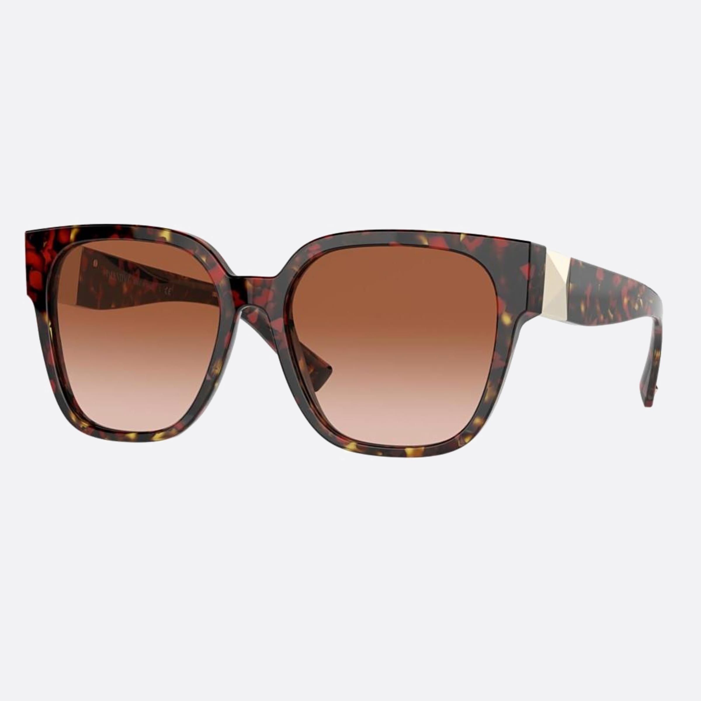 Valentino 55mm Havana Geometric Women Sunglasses - Side View