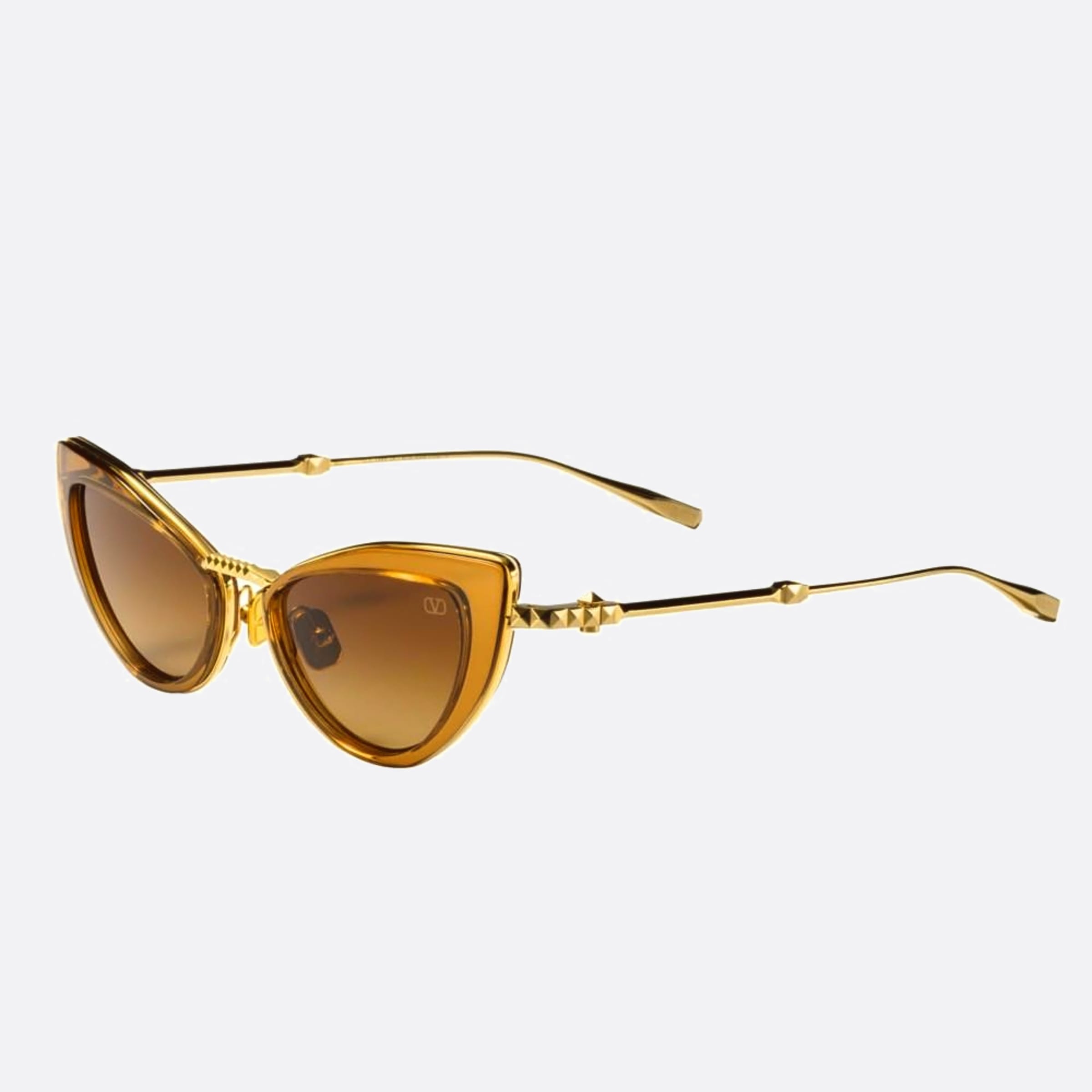 Valentino 50mm Viii Gld Brn Brown Cat Eye Women Sunglasses - Side View