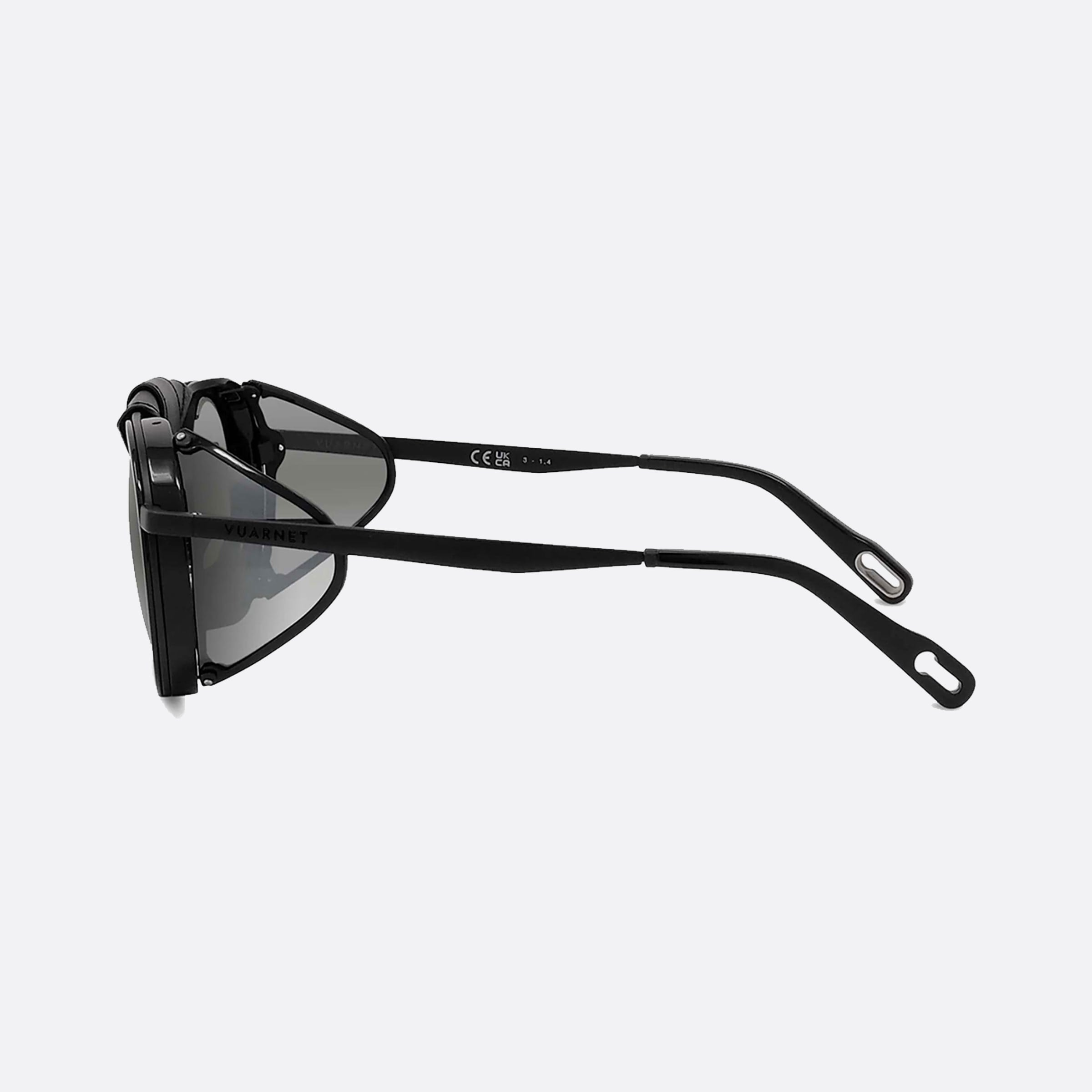 Vuarnet 52mm Glacier Vu40001u 01c Black Round Unisex Sunglasses - Detail View